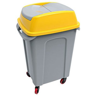 Бак для мусора Planet мусора на колесах 70 л серо-желтый 00-00006923 фото