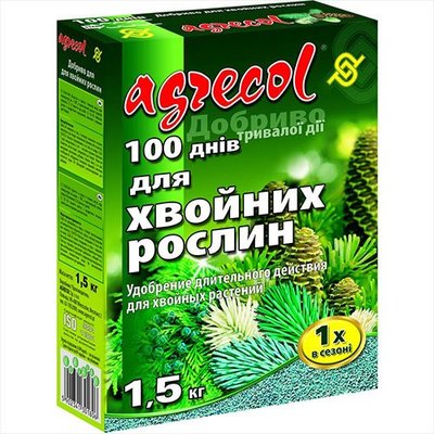 Добриво Agrecol 100 днів для хвойних рослин 1,5 кг 30180 фото