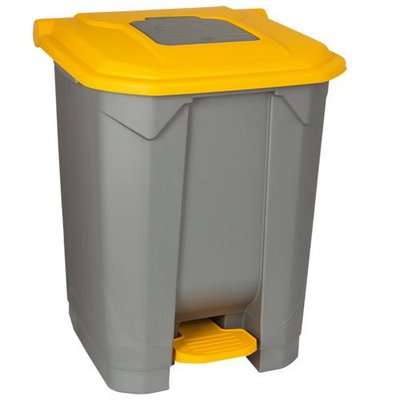 Бак для мусора Planet с педалью 50 л серо-желтый 6815 фото